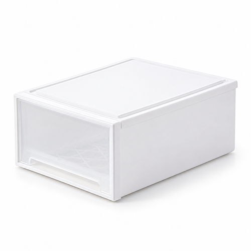 Transparent drawer-style storage box